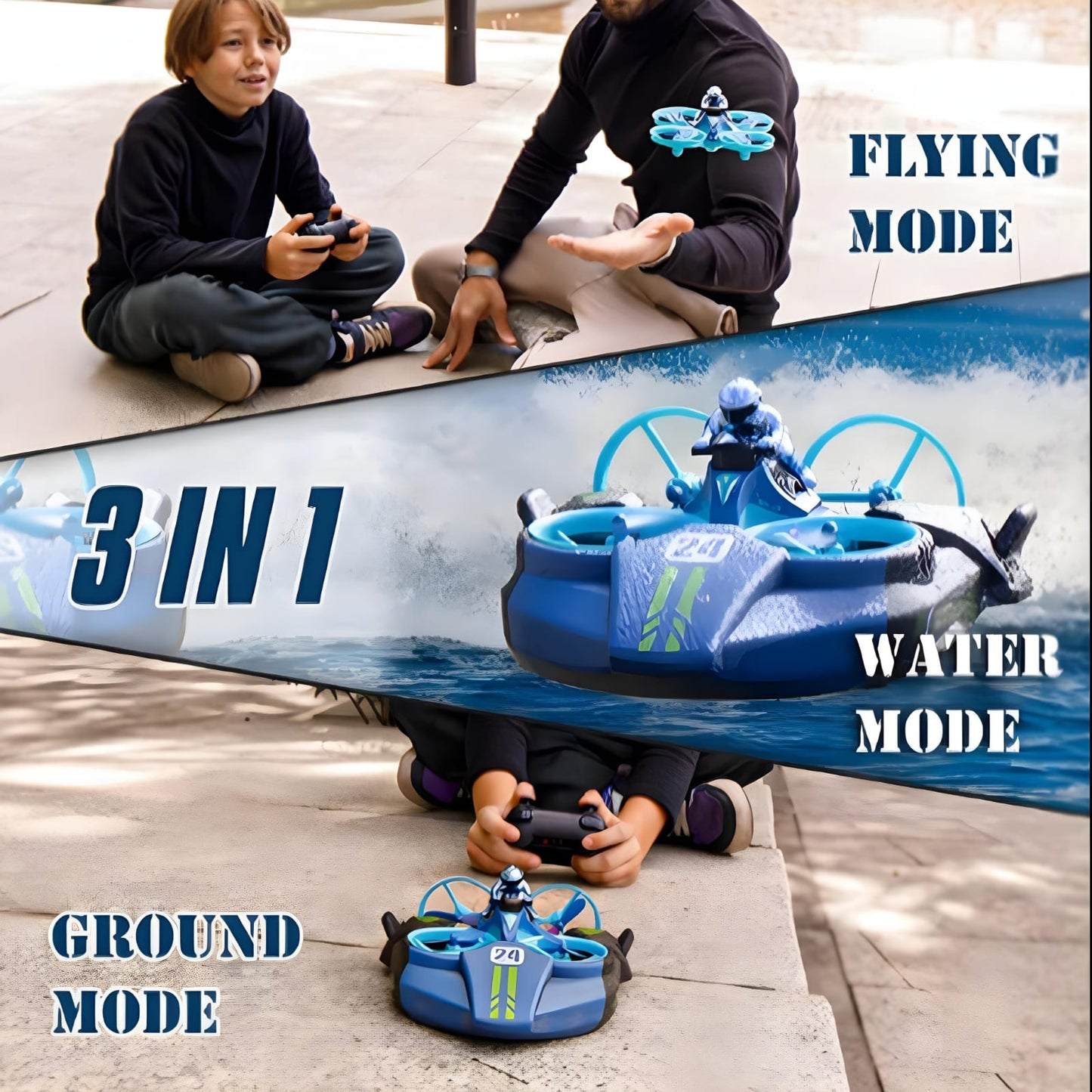 Quadcopter Remote Control Drone 3-in-1 Air Water Land