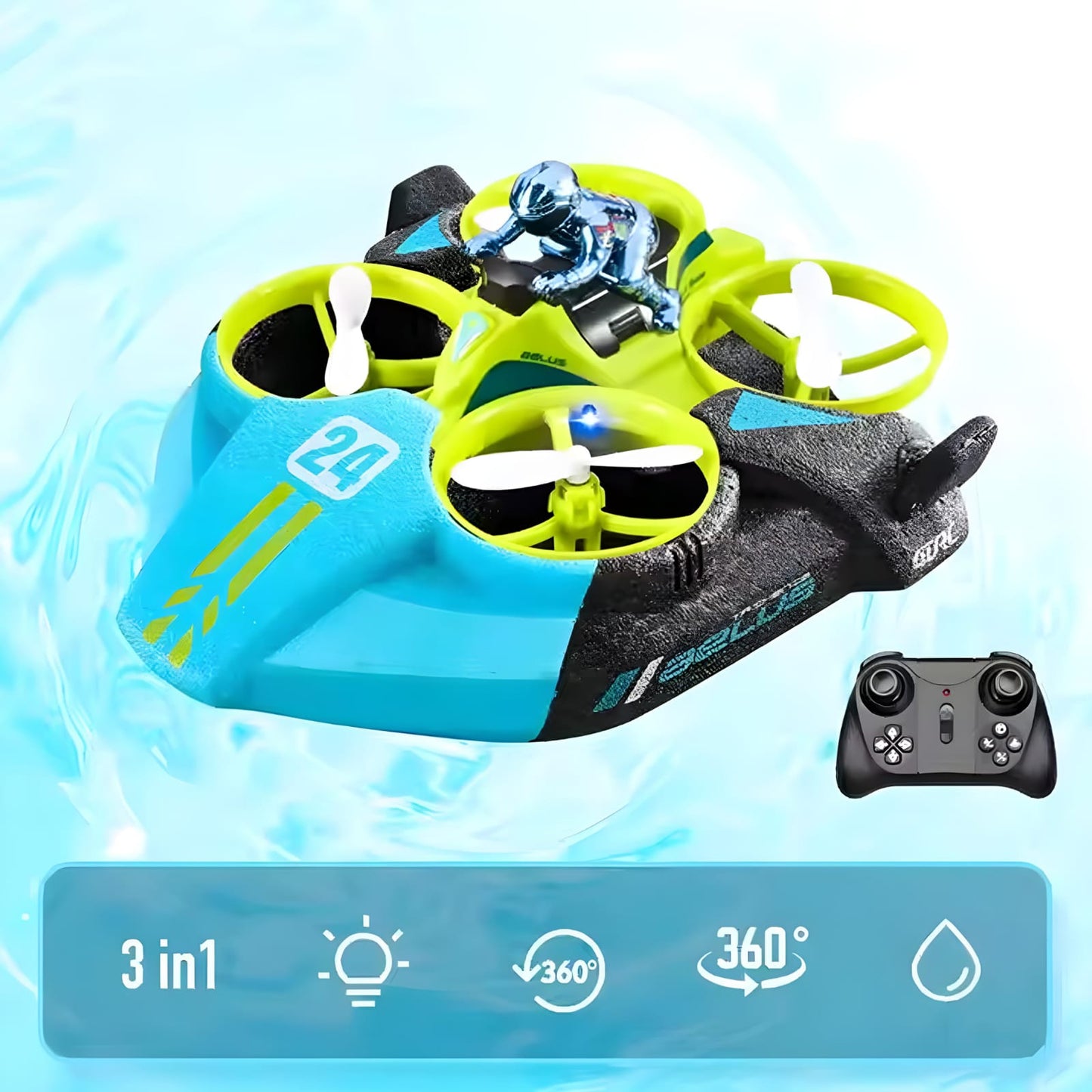 Quadcopter Remote Control Drone 3-in-1 Air Water Land